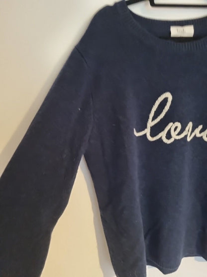 Hush Women's Navy Blue "Love" Logo Jumper Pullover Size M