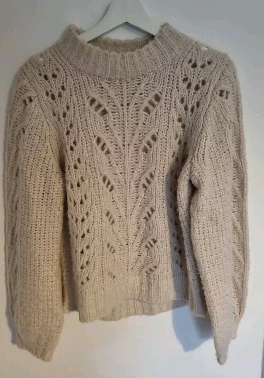 Point Sur Women's Cream Jumper Pullover, Acrylic, Alpaca And Wool Mix Size Large