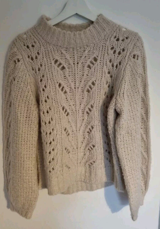 Point Sur Women's Cream Jumper Pullover, Acrylic, Alpaca And Wool Mix Size Large