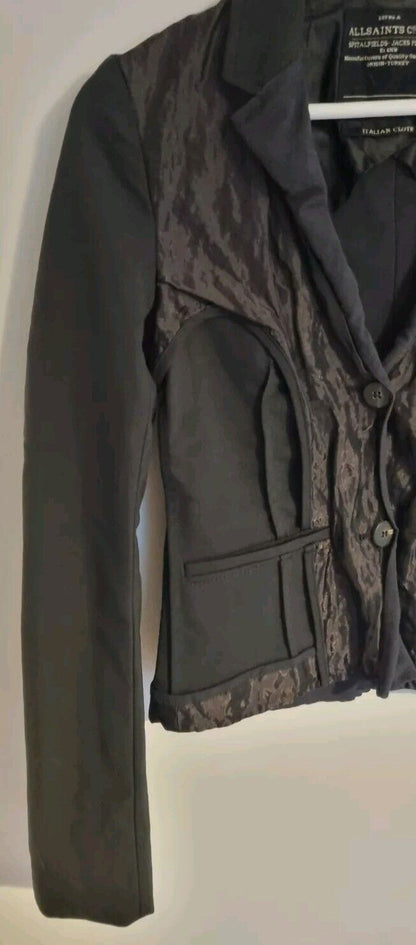 All Saints Women's Black Two Tier Jacket, Blazer Size 6