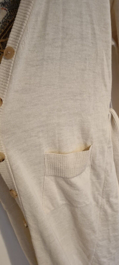 BNWT Etro Women's Ivory Long Knit Alpaca Mix Cardigan With Gorgeous Logo Design