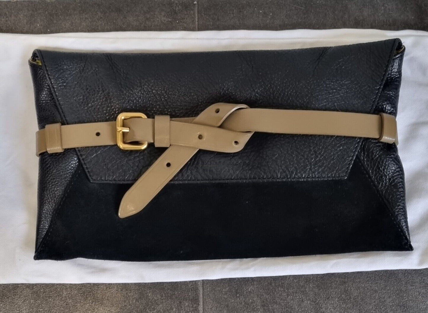 Marc Jacobs Women's Leather And Suede Black Clutch Handbag With Dust Bag