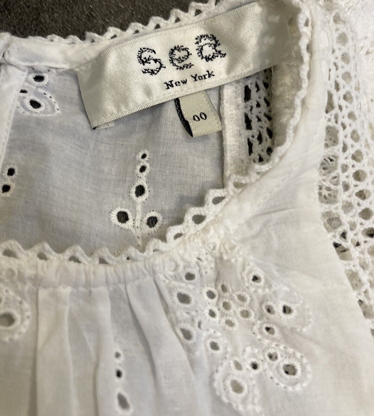 SEA Women's Cotton, Broiderie Anglaise Blouse Size XS