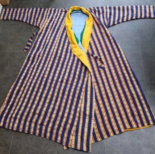 Men's Vibrant Blue Heavyweight Handmade, Lined Silk Kimono One Size