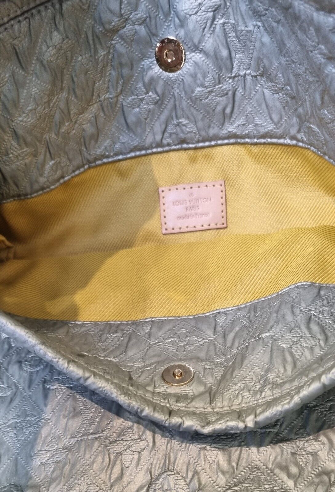 Genuine Louis Vuitton Monogram Canvas Silver Clutch Bag With Logo Dust Bag