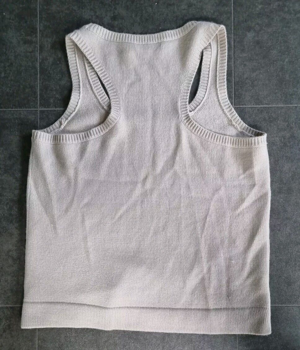 Michael Kors Women's Taupe 100% Cashmere Tank Vest Jumper Pullover Size Large