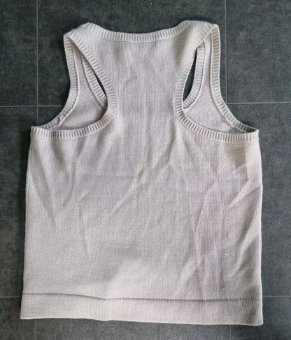 Michael Kors Women's Taupe 100% Cashmere Tank Vest Jumper Pullover Size Large