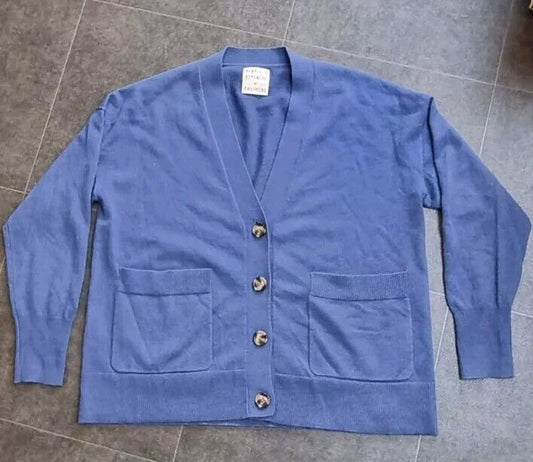 People's Republic Of Cashmere Women's Blue Buttoned 100% Cashmere Cardigan M