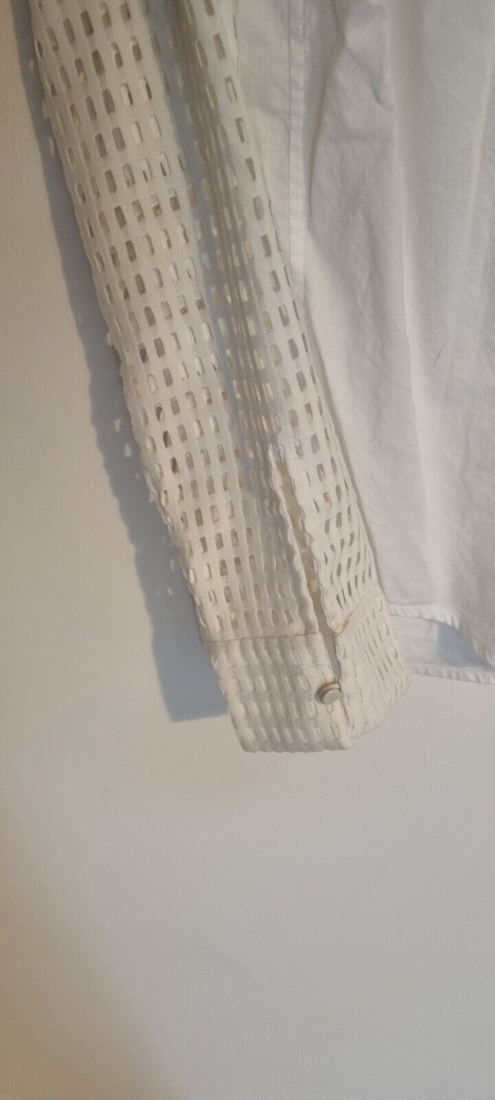 Paul Smith Women's White Long Sleeved Blouse With Holed Sleeves Size 48