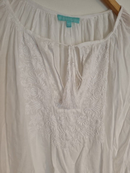Melissa Odabash Women's White Embroidered Top, Blouse One Size