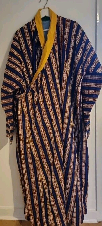 Men's Vibrant Blue Heavyweight Handmade, Lined Silk Kimono One Size