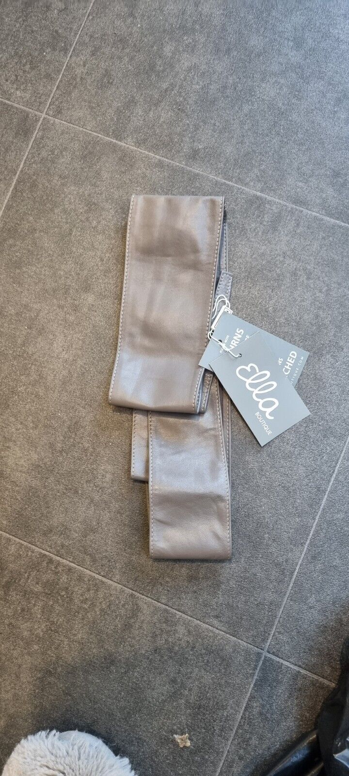 Ella Bundle Of Two Leather Belts, Grey And Brown. One With Tags One Without