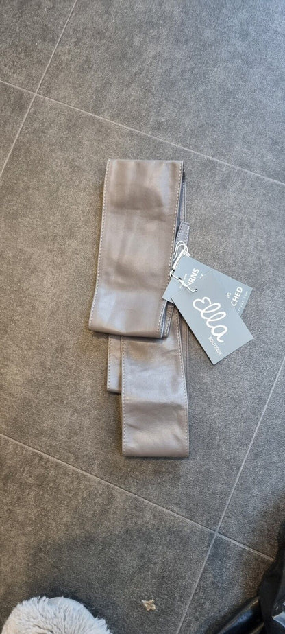 Ella Bundle Of Two Leather Belts, Grey And Brown. One With Tags One Without