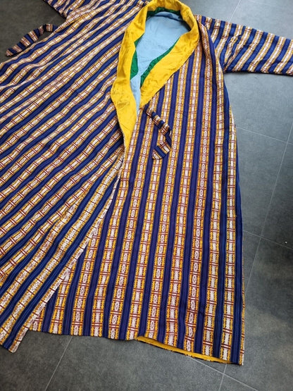Men's Vibrant Blue Heavyweight Handmade, Lined Silk Kimono One Size