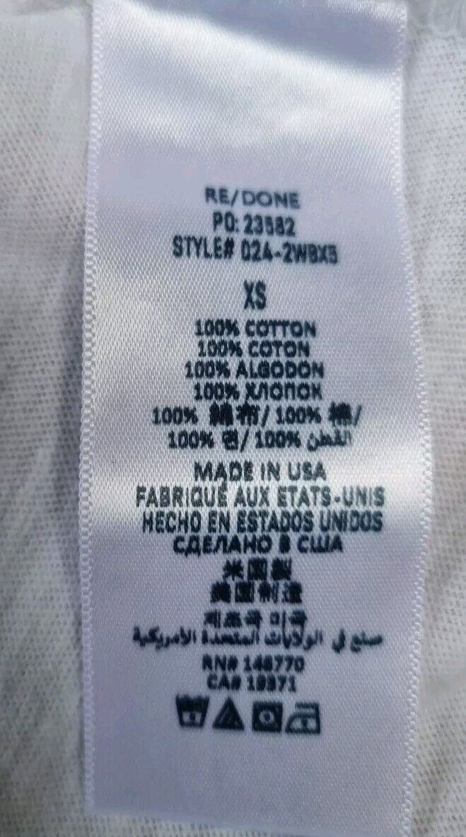 RE/DONE  By Hanes Women's White 100% Cotton T Shirt Size XS
