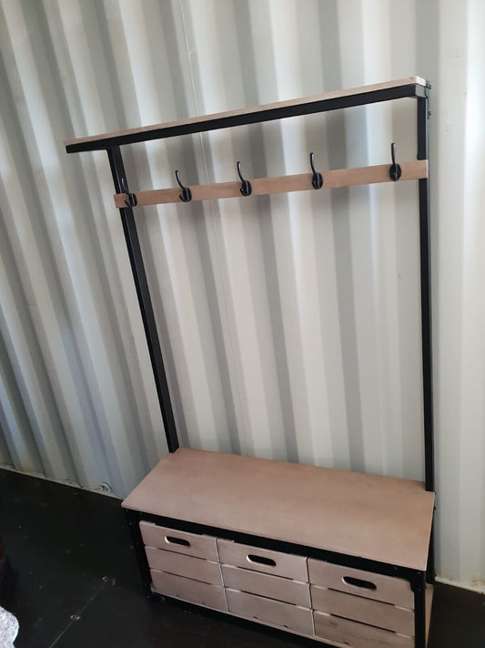 Coat Rack With Three Drawers And Five Hooks