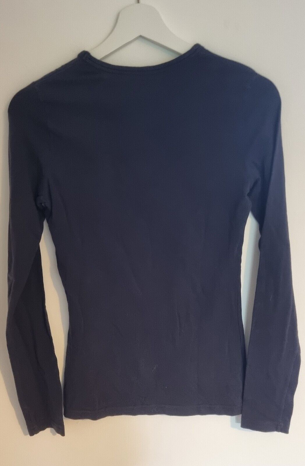 Thomas Burberry Women's Black Long Sleeved Top With Stiched Logo Size XS