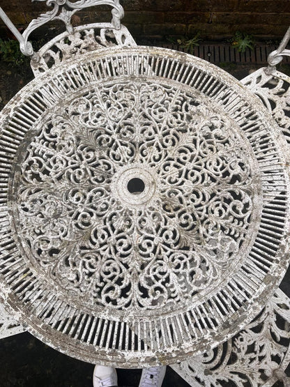 White Metal Bistro Style Table And Four Chairs