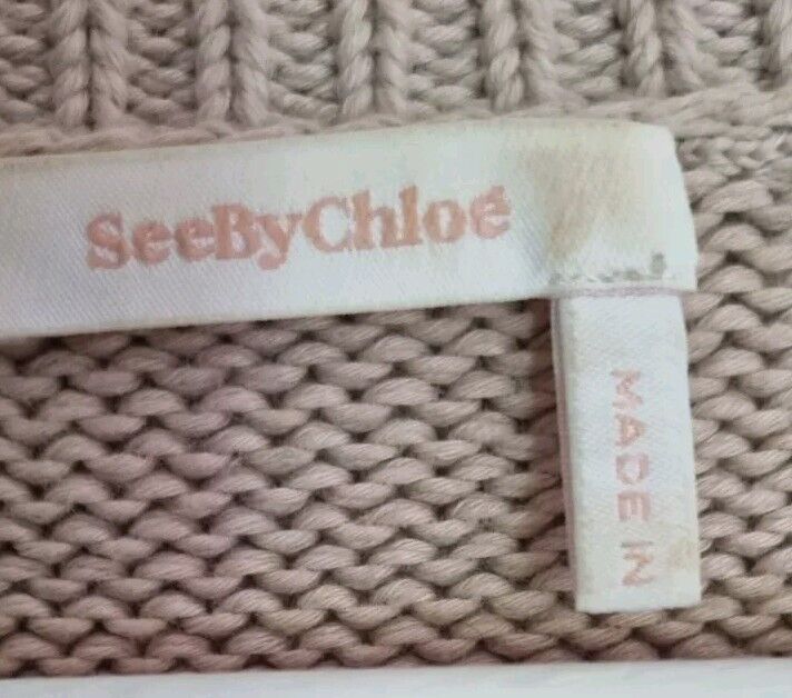 See By Chloe Women's Natural Dusky Pink Floral Jumper Pullover Size Small