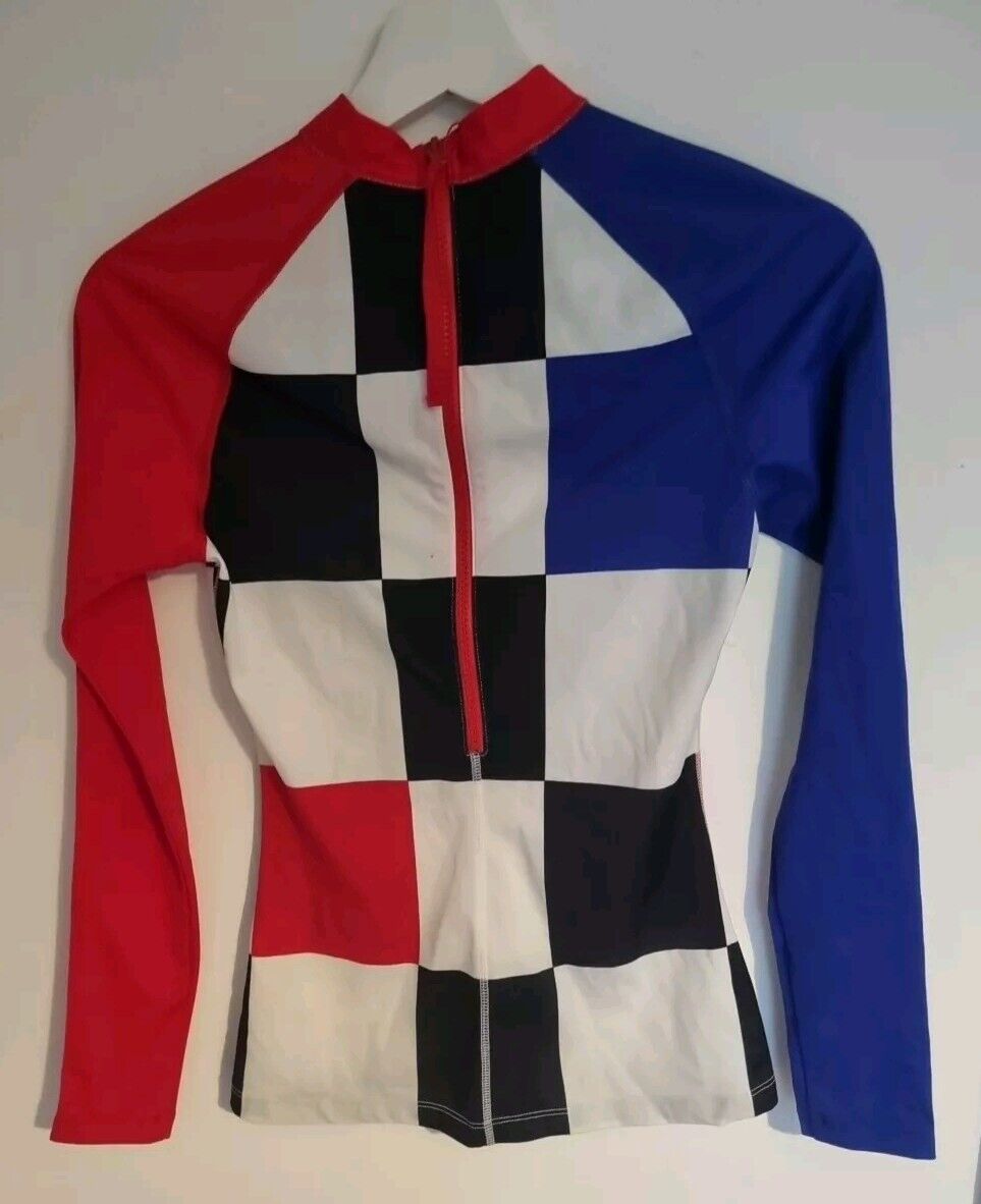 BNWT Pret A Surf Women's Racer Rashguard Checks Surf Top Size S