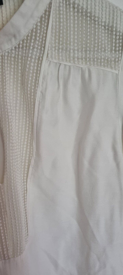 Maje Women's Ivory Long Sleeved V Neck Blouse With Lace Detail Size 1