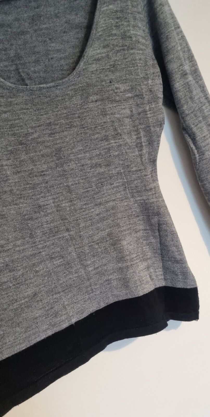 Chloe Women's Grey With Black Wool Mix Pullover Jumper