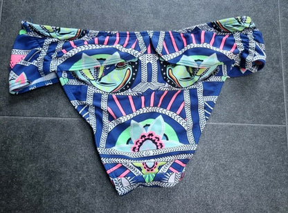 Mara Hoffman Women's 2 Piece Blue Multicoloured  Detachable Strap Bikini Size XS