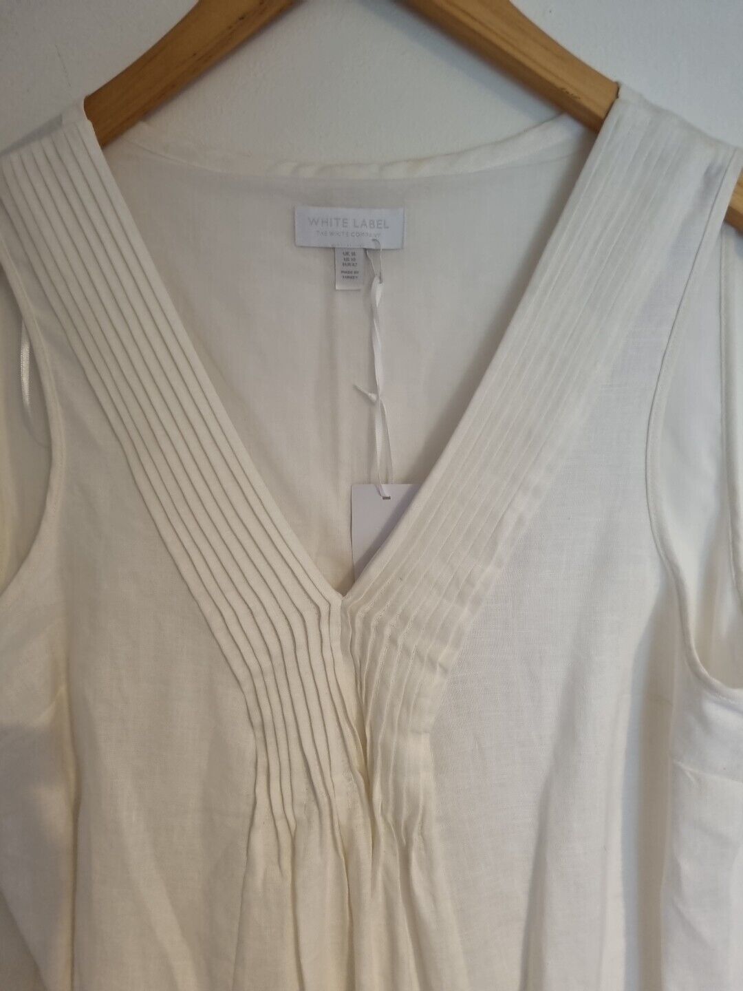 BNWT White Label By The White Company Women's White 100% Linen, Lined Dress  14