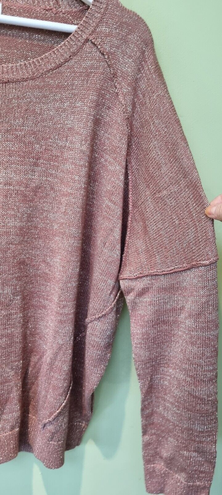 Whistles Women's Pink Glittery Metallic Thread Pullover, Jumper Size 16
