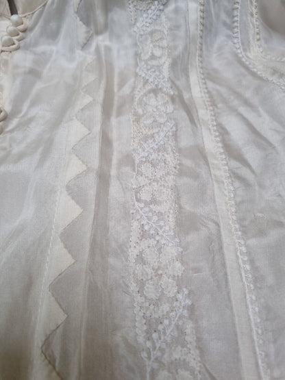 Juliette Dunn 100% Silk Women's White Embroidered And Buttoned Kaftan Size 3