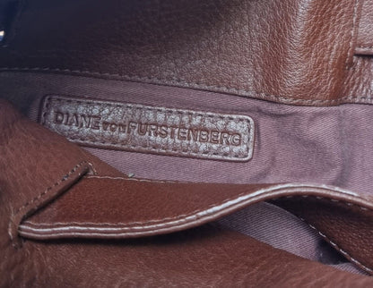Diane Von Furstenberg Brown Leather Tote Bag With Attached Purse