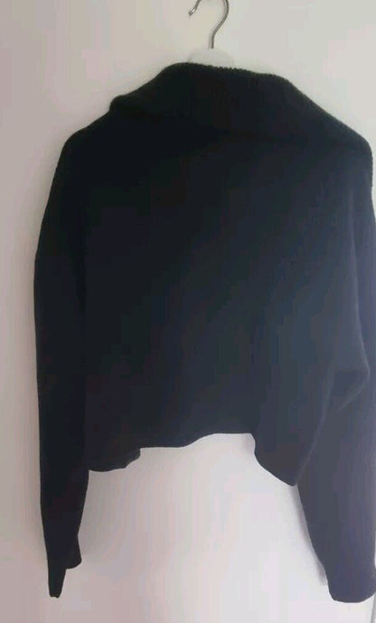 Raey Women's Black, 100% Wool, Chunky Cardigan, Knit Size Small