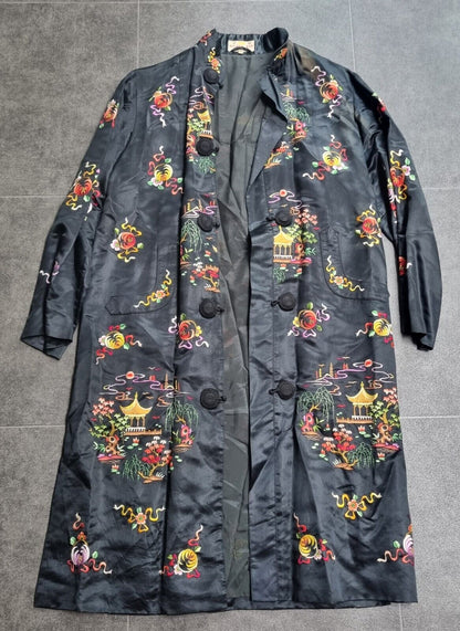 Golden Bee Vintage Women's Black Silk Kimono Jacket Size S