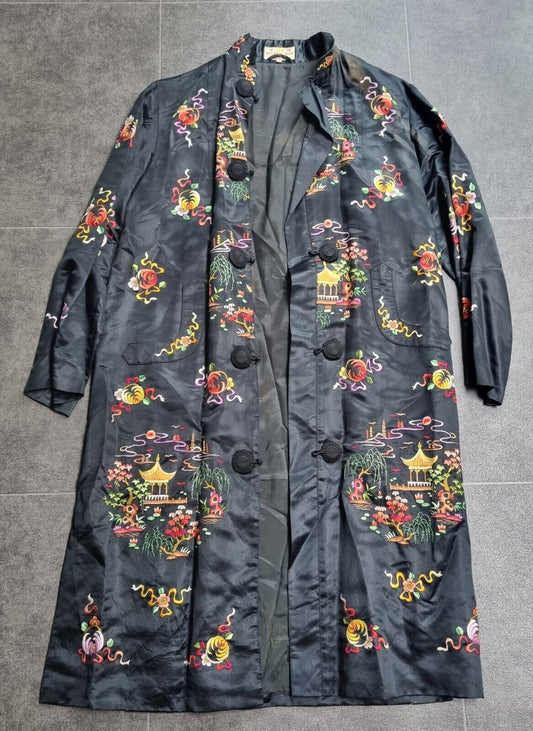 Golden Bee Vintage Women's Black Silk Kimono Jacket Size S