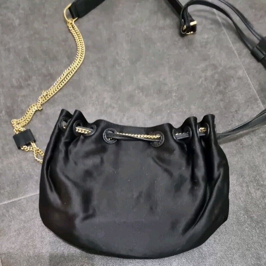 Diane Von Furstenberg Women's Black Pouch Evening Bag With Gold Chain Strap