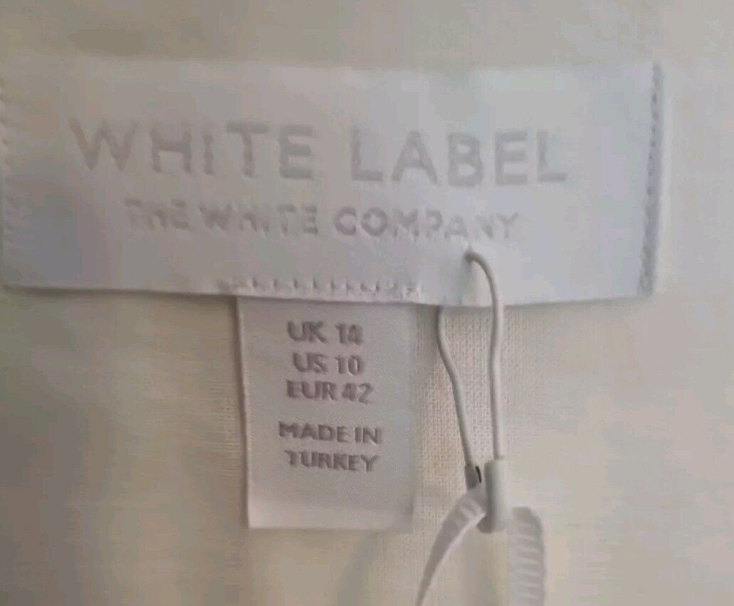 BNWT White Label By The White Company Women's White 100% Linen, Lined Dress  14
