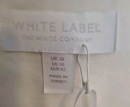 BNWT White Label By The White Company Women's White 100% Linen, Lined Dress  14