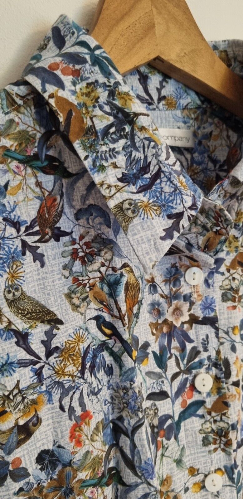 B M Company Women's Bird Print Cotton Blouse Size 18