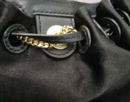 Diane Von Furstenberg Women's Black Pouch Evening Bag With Gold Chain Strap