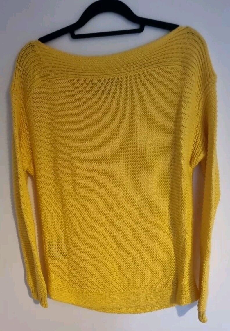 Ralph Lauren Women's Yellow Knit Jumper Pullover 100% Cotton Size M