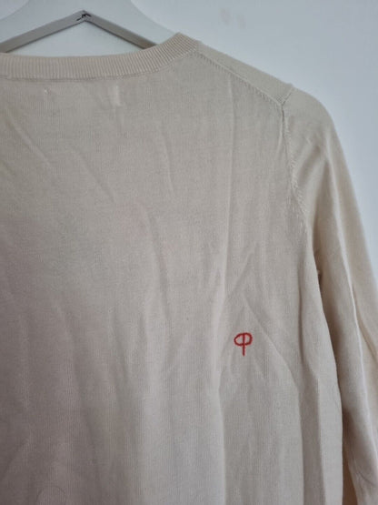 Chinti And Parker  Women's"Ciao" Slogan Sweater 100% Cream Cotton Size XS