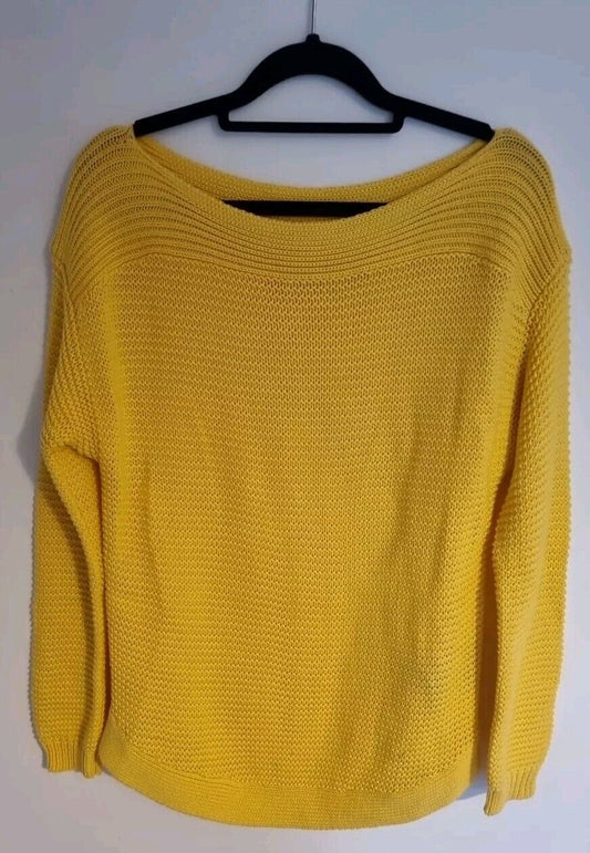 Ralph Lauren Women's Yellow Knit Jumper Pullover 100% Cotton Size M