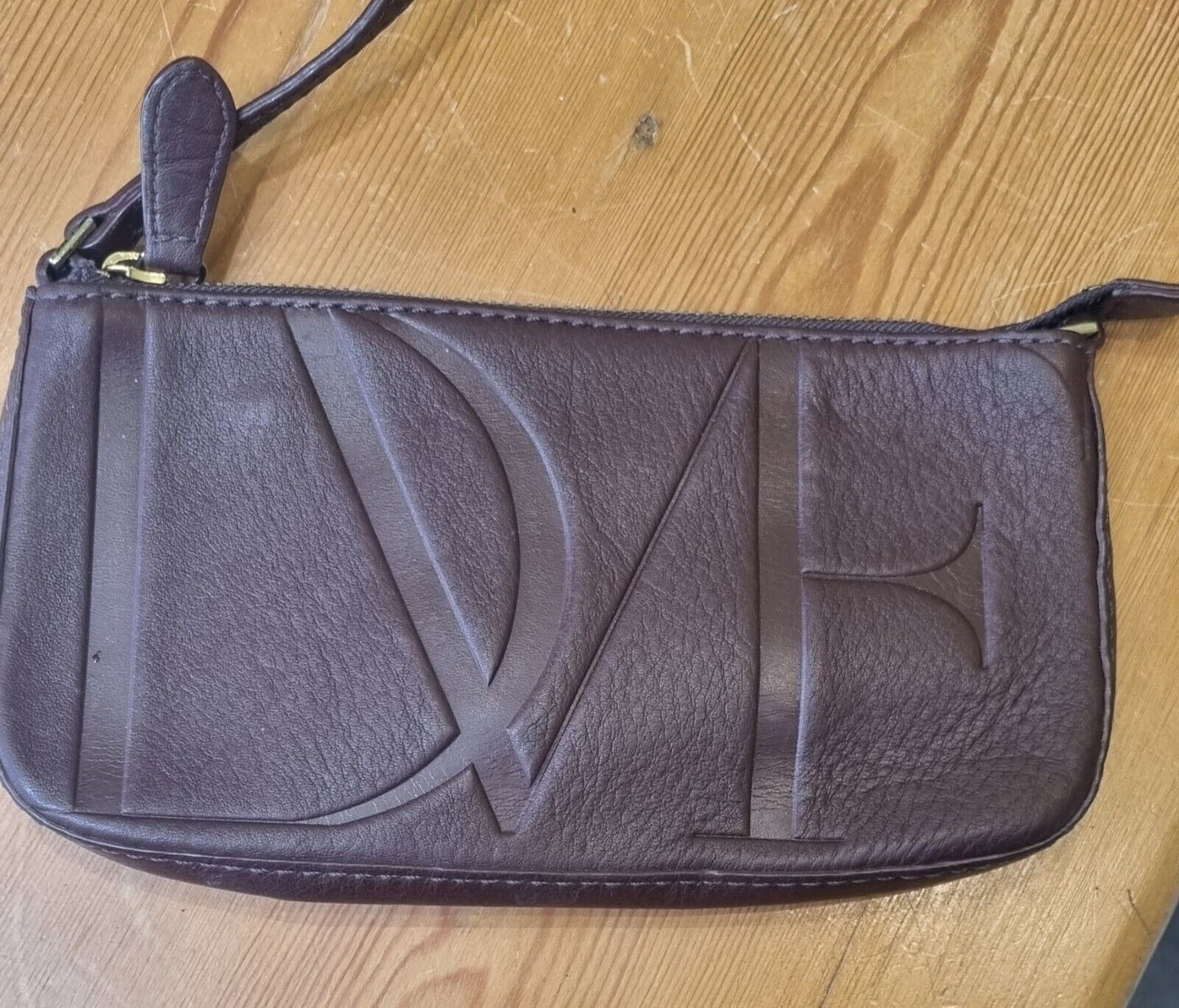 Diane Von Furstenberg Brown Leather Tote Bag With Attached Purse