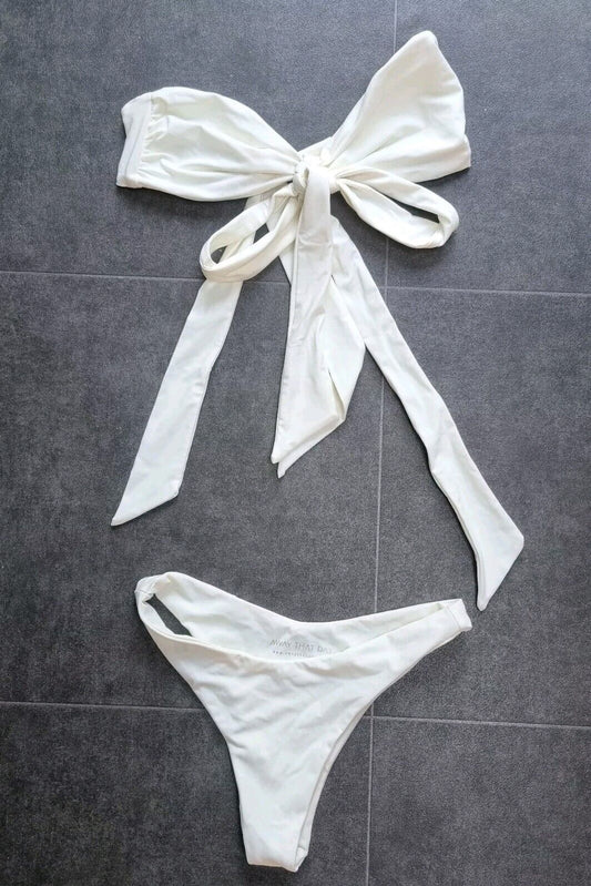 Away That Day Women's Ivory Bikini 2 Piece Set Size Small