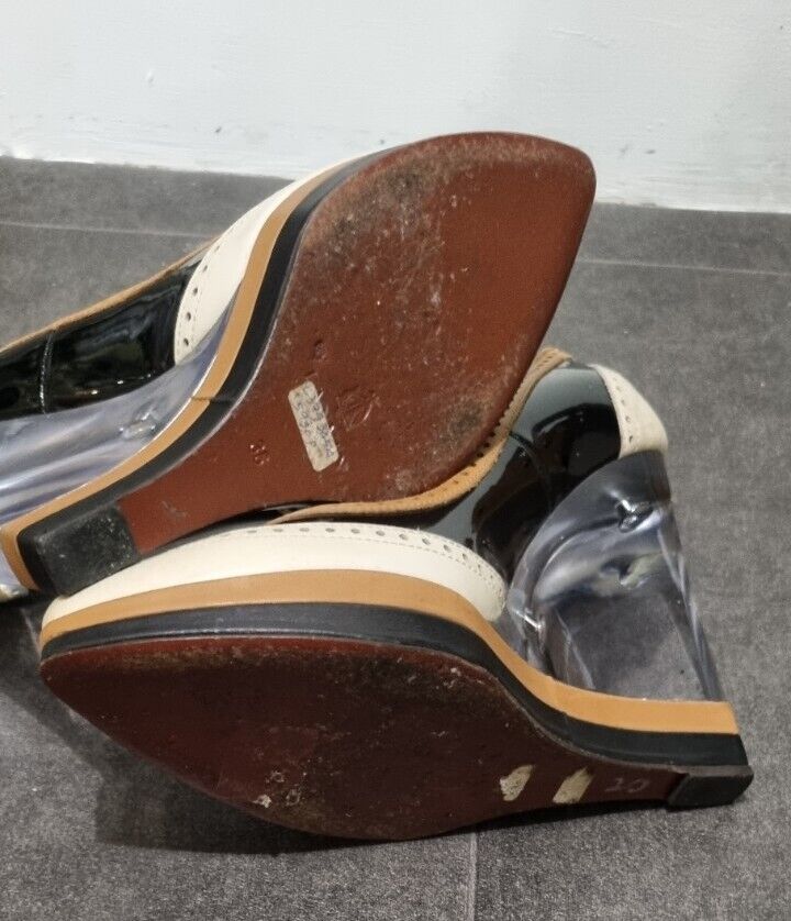 Lanvin Women's Patent Leather Clear Wedge Shoes Size 36