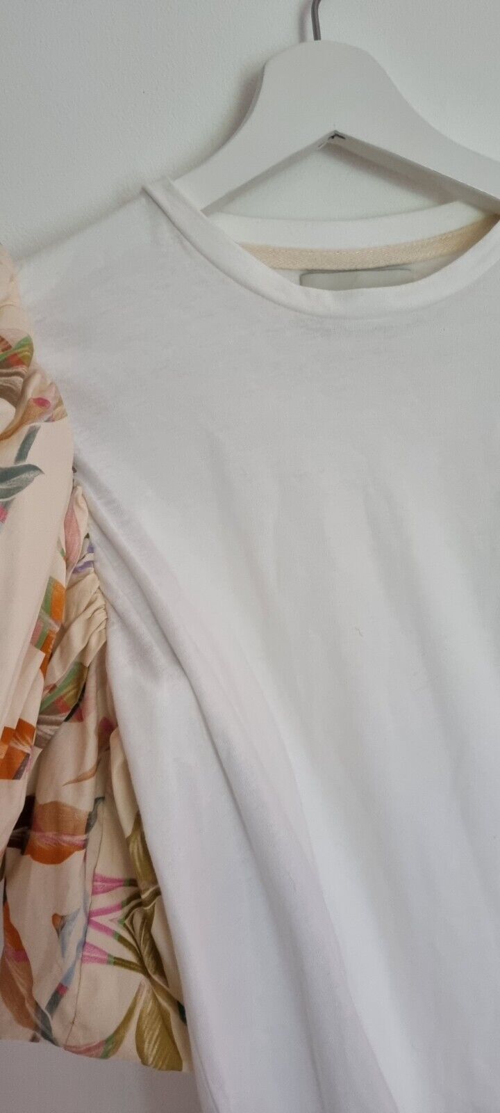 Eugenia Fernandez Women's White Top With  Floral Big Puff Sleeves Size XS