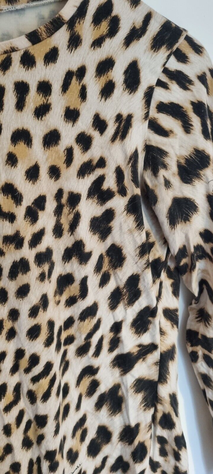 Roberto Cavalli  Women's Animal Print Top With Sequinned Logo Sleeve  Size Small