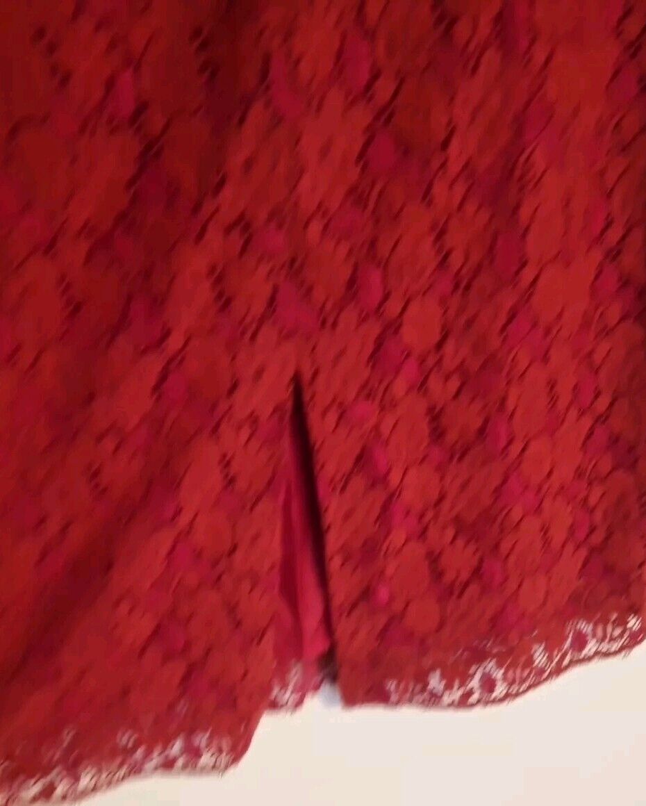 BNWT Caroline Charles Women's Ruby Red Lace Fully Lined Pencil Skirt Size 14