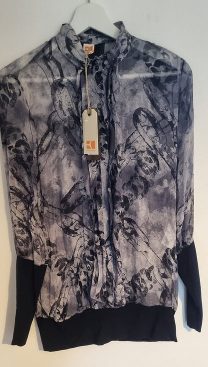 BNWT Hugo Boss Women's 100%  Shere Button Up Silk Blouse Size 6
