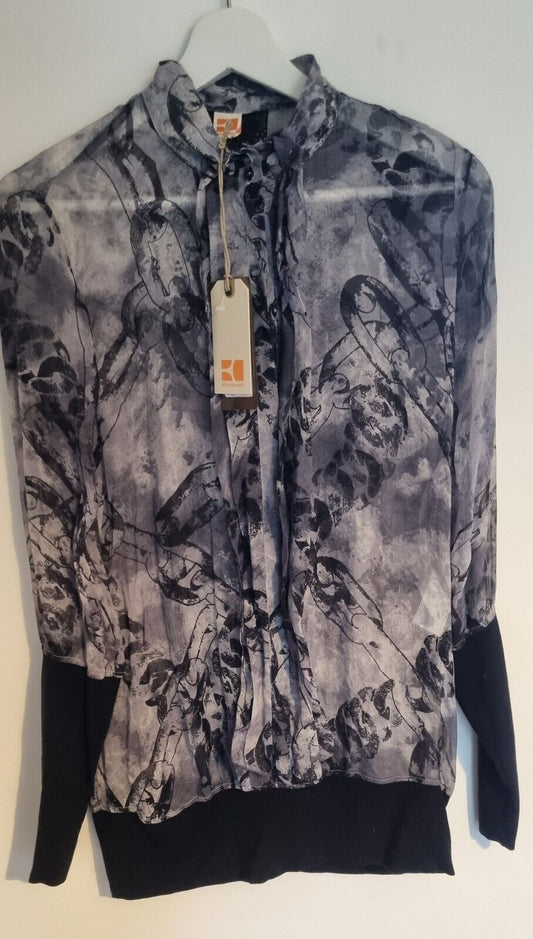 BNWT Hugo Boss Women's 100%  Shere Button Up Silk Blouse Size 6